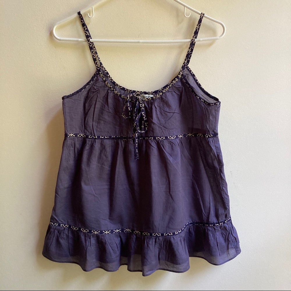 AEO | purple ruffled tank top with beading